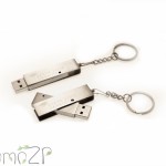 ZP S14 флешка под нанесение металличесая с поворотным корпусом и кольцом на карабине