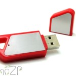 P17 флешка в цветной обрамке, с серебристым полем под печать, USB накопители с колпачком