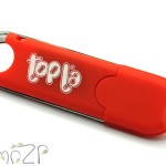 P19 флешка пластиковая в красном корпусе с колпачком на защёлке, флешки под печать