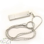 ZP S13 флешка металлическая, прямоугольная золото серебро с цепочкой, флешка под граверовку