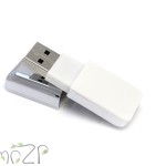 флешки сувенирные, P27 флешка пластиковая комбинированная поверхность для печати пластик белый и пластик хромированный