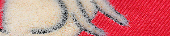 эффект шелкотрафаретной печати Длинношерстный флок, имитация шерсти с помощью шелкотрафаретной печати.